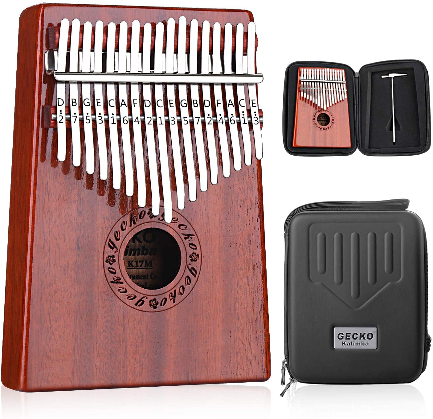 pianoforte con scatola di protezione impermeabile portatile Mbira Sanza pianoforte in legno africano per principianti. 17 tasti strumento musicale per adulti EASTROCK Kalimba 